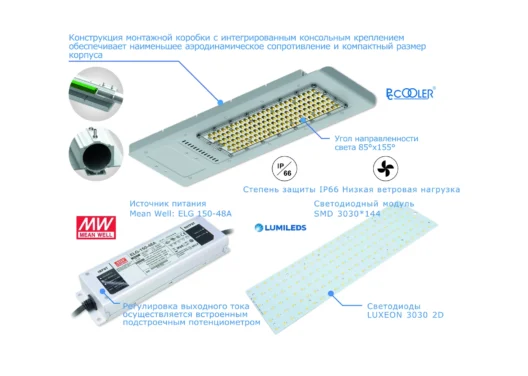 Магистральный уличный светодиодный светильник УКС SMD DL 120 Вт